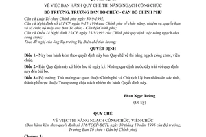 Quyết định 376/TCCP-BCTL Quy chế thi nâng ngạch công chức