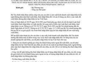 Công văn 3778-TC/TCT xử lý thuế XNK hàng hoá do Việt Nam sản xuất đã xuất khẩu nhưng phải nhập khẩu trở lại