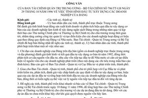 Công văn 706-TT/LB tình hình đầu tư xây dựng doanh nghiệp của Đảng