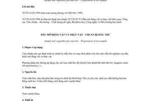 Tiêu chuẩn Việt Nam TCVN 6128:1996 (ISO 661:1989) về dầu mỡ động vật và thực vật - chuẩn bị mẫu thử do Bộ Khoa học Công nghệ và Môi trường ban hành