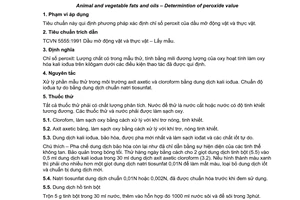 Tiêu chuẩn Việt Nam TCVN 6121:1996 (ISO 3960 : 1977) về dầu mỡ động vật và thực vật - Xác định chỉ số peroxit do Bộ Khoa học Công nghệ và Môi trường ban hành
