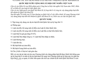 Nghị quyết công tác xây dựng pháp luật đến hết nhiệm kỳ Quốc hội khoá IX