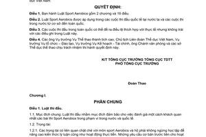 Quyết định 634/TTTTC Luật Sport Aerobics