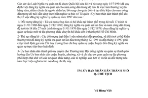 Chỉ thị 37/CT-UB-NC đăng ký nghĩa vụ quân sự năm 1997