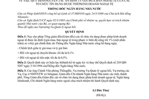 Quyết định 311/QĐ-NH7 quy định nguyên tắc ấn định tỷ giá mua bán ngoại tệ các tổ chức tín dụng được phép kinh doanh ngoại tệ