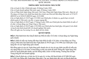 Quyết định 318/QĐ-NH5 Điều lệ mẫu tổ chức hoạt động ngân hàng Quốc doanh