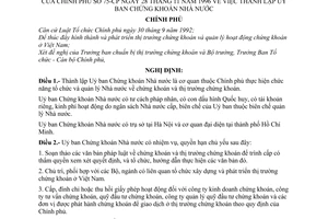 Nghị định 75/CP thành lập Uỷ ban chứng khoán Nhà nước