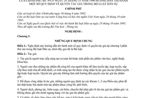 Nghị định 76-CP hướng dẫn thi hành quy định quyền tác giả trong Bộ luật dân sự