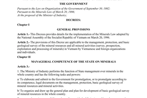 Decree No. 68-CP of Novermber 01, 1996, of the Government providing details for the implementation of the minerals law