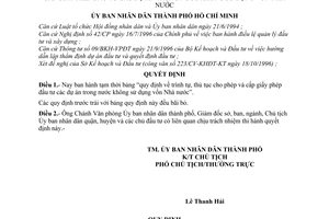 Quyết định 5067/QĐ-UB-KT tạm thời quy định trình tự, thủ tục cho phép và cấp giấy phép đầu tư dự án trong nước không sử dụng vốn nhà nước