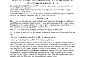 Quyết định 2923-QĐ/ĐB cấp giấy phép thi công công trình liên quan đường bộ