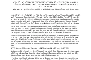 Công văn 3732/PCTNXH-CS triển khai kế hoạch liên ngành 1413/LN ngày 15/10/1996