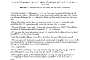 Công văn thi hành QĐ  821/TTg khai thác và xuất khẩu gỗ pơ mu