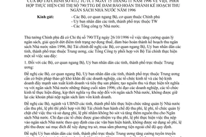 Công văn 4112-TC/TCT phối hợp thực hiện Chỉ thị 790/TTg để đảm bảo hoàn thành kế hoạch thu NSNN 1996