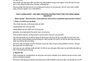 Tiêu chuẩn quốc gia TCVN 6202:1996 về Chất lượng nước - Xác định phốtpho - Phương pháp trắc phổ dùng amoni molipđat