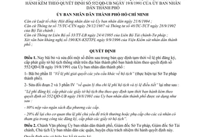 Quyết định 5168/QĐ-UB-NC sửa đổi bản quy định tạm thời sửa đổi Quyết định 552/QĐ-UB