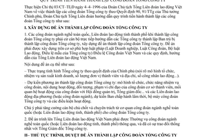 Hướng dẫn1473-TLĐLĐ/TB quy trình thành lập Công đoàn Tổng Công ty