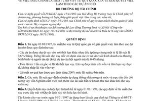 Quyết định 1103-TC/HCSN điều chỉnh lãi suất cho vay từ Quỹ quốc gia giải quyết việc làm theo dự án nhỏ