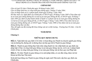 Nghị định 80-CP quy định tổ chức và hoạt động của Thanh tra chuyên ngành giao thông vận tải