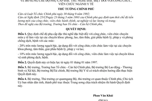 Quyết định 924-TTg bổ sung chế độ phụ cấp đặc thù nghề đặc biệt công chức, viên chức ngành Y tế