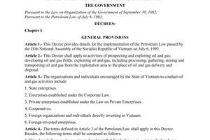 Decree No. 84-CP of December 17, 1996, of the Government detailing the implementation of the Petroleum Law