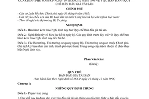 Nghị định 86-CP Quy chế bán đấu giá tài sản