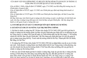 Thông tư liên Bộ 06-TT/LB cơ chế quản lý giá xi măng