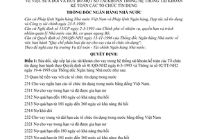 Quyết định 354/QĐ-NH2 sửa đổi và huỷ bỏ tài khoản hệ thống tài khoản kế toán tổ chức tín dụng
