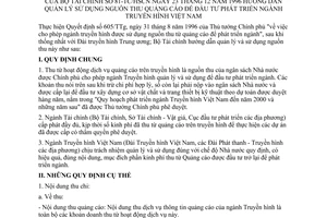 Thông tư 81-TC/HCSN hướng dẫn quản lý sử dụng nguồn thu quảng cáo đầu tư phát triển ngành truyền hình Việt Nam