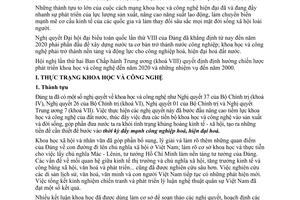 Nghị quyết 02-NQ/HNTW  định hướng chiến lược phát triển khoa học và công nghệ