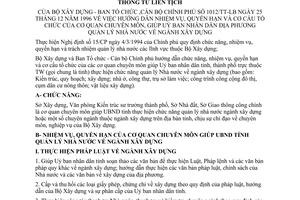 Thông tư liên Bộ 1012/TT-LB nhiệm vụ quyền hạn cơ cấu tổ chức cơ quan chuyên môn giúp Uỷ ban nhân dân địa phương quản lý nhà nước ngành xây dựng