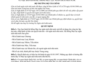 Quyết định 1207-TC/QĐ/NSNN hệ thống mục lục ngân sách Nhà nước
