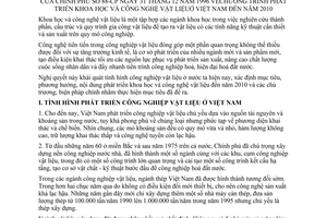 Nghị quyết 88-CP chương trình phát triển khoa học và công nghệ vật liệu ở Việt Nam đến năm 2010