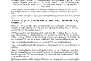 Thông tư liên tịch 84-TTLB hướng dẫn Quy chế quản lý hoạt động thông tin, báo chí phóng viên nước ngoài, cơ quan, tổ chức nước ngoài tại Việt Nam