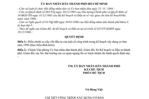 Quyết định 6189/QĐ-UB-QLĐT điều chỉnh cơ cấu vốn đầu tư kế hoạch xây dựng cơ bản 1996