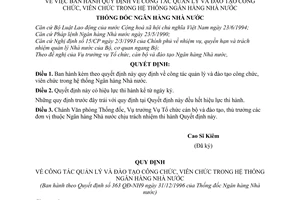 Quyết định 363/QĐ-NH9 quy định công tác quản lý đào tạo công chức, viên chức hệ thống ngân hàng Nhà nước