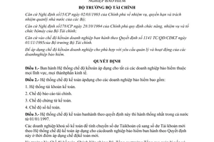 Quyết định 1296/TC-QĐ-CĐKT hệ thống chế độ kế toán áp dụng doanh nghiệp bảo hiểm