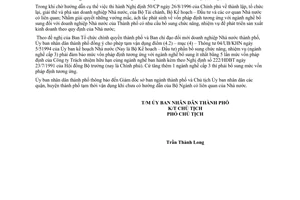 Công văn 4433/UB-KT tạm áp dụng mức vốn pháp định theo Thông tư 04/UB/KHH doanh nghiệp nhà nước có nhu cầu bổ sung chức năng, nhiệm vụ