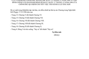 Công văn 6582/DK đính chính văn bản NĐ 84/CP, qui định chi tiết thi hành Luật Dầu khí