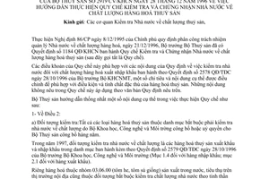 Công văn 2919-CV/KHCN hướng dẫn thực hiện Quy chế kiểm tra và chứng nhận Nhà nước về chất lượng hàng hoá thuỷ sản
