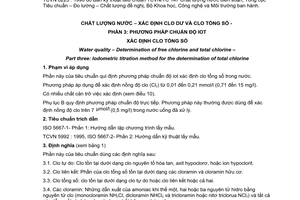 Tiêu chuẩn Việt Nam TCVN 6225-3:1996 (ISO 7393/3 : 1986) về chất lượng nước - Xác định clo dư và clo tổng số - Phần 3: Phương pháp chuẩn độ iot xác định clo tổng số do Bộ Khoa học Công nghệ và Môi trường ban hành