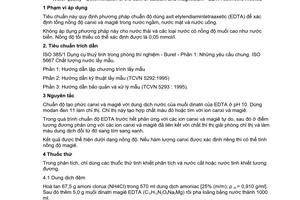 Tiêu chuẩn Việt Nam TCVN 6224:1996 (ISO 6059 : 1984 (E)) về chất lượng nước - Xác định tổng số canxi và magie - Phương pháp chuẩn độ EDTA do Bộ Khoa học Công nghệ và Môi trường ban hành