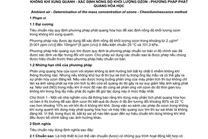 Tiêu chuẩn Việt Nam TCVN 6157:1996 (ISO 10313 : 1993) về không khí xung quanh - xác định nồng độ khối lượng ozon - phương pháp phát quang hoá học do Bộ Khoa học Công nghệ và Môi trường ban hành