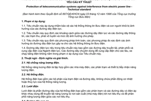 Tiêu chuẩn ngành TCN 68-161:1996 về phòng chống ảnh hưởng của đường dây điện lực đến các hệ thống thông tin - yêu cầu kỹ thuật do Tổng cục trưởng Tổng cục Bưu điện ban hành