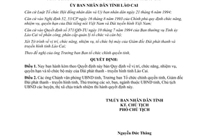 Quyết định 47/QĐ.UB năm 1997 Đài phát thanh truyền hình tỉnh Lào Cai