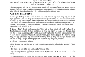 Thông tư liên tịch 01/1998/TTLT-TANDTC-VKSNDTC-BNV hướng dẫn Luật sửa đổi Bộ luật hình