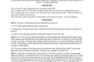 Nghị định 01/1998/NĐ-CP hệ thống tổ chức y tế địa phương