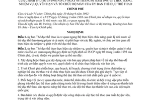 Nghị định 03/1998/NĐ-CP chức năng, nhiệm vụ, quyền hạn và tổ chức bộ máy của Uỷ ban Thể dục thể thao