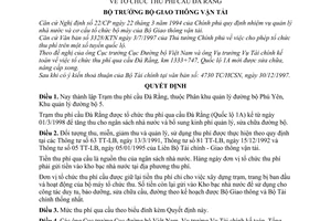 Quyết định 046/1997/QĐ-BGTVT tổ chức thu phí cầu Đà Nẵng