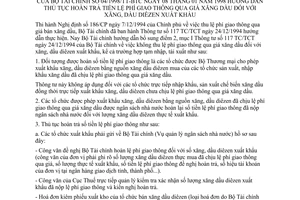 Thông tư 04/1998/TT/BTC hướng dẫn thủ tục hoàn trả tiền lệ phí giao thông qua giá xăng dầu đối với xăng, dầu diêzen xuất khẩu